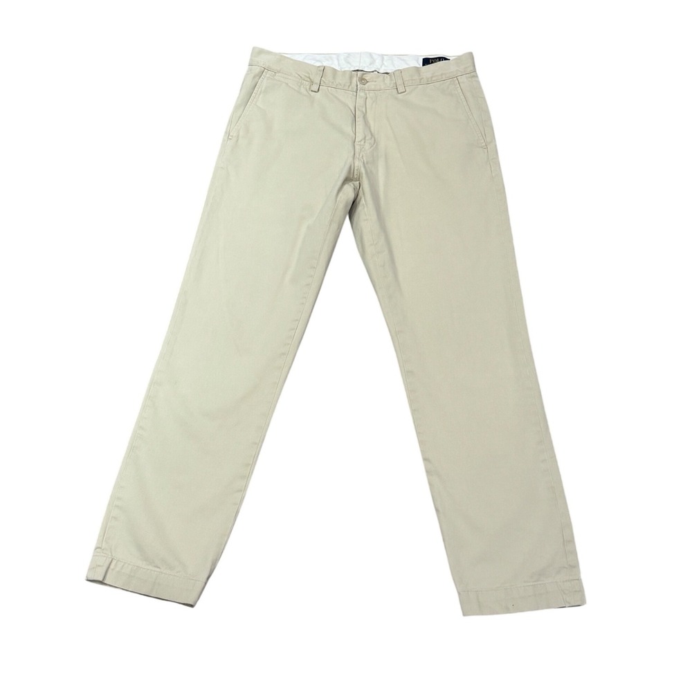 Polo Ralph Lauren Mens Slim Fit Chino golf office Beige Cotton Size 33 inseam 30